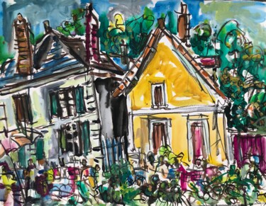 Painting titled "Vieille-Eglise 29" by Jean-François Groisy, Original Artwork, Gouache