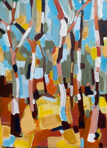 Painting titled "Forêt 22" by Jean-François Groisy, Original Artwork, Acrylic