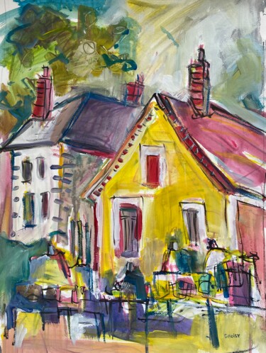 Painting titled "Vieille-Eglise 88" by Jean-François Groisy, Original Artwork, Acrylic