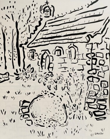 Drawing titled "Chapelle Saint-Cado…" by Jean-François Groisy, Original Artwork, Ink