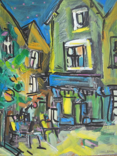 Painting titled "Chartres 39 - Place…" by Jean-François Groisy, Original Artwork, Acrylic