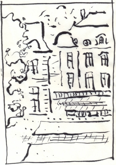 Drawing titled "Dampierre 6 -" by Jean-François Groisy, Original Artwork, Ink