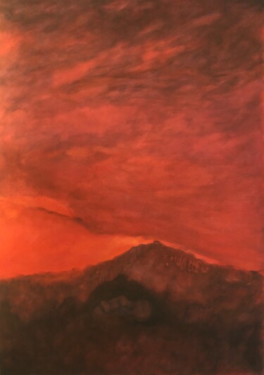 Painting titled "Ciel rouge" by Jeanie Castelli, Original Artwork, Acrylic