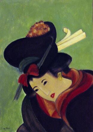 Peinture intitulée "Geisha 4" par Jeanie Castelli, Œuvre d'art originale