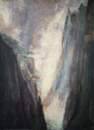 Peinture intitulée "Paysage chinois 1" par Jeanie Castelli, Œuvre d'art originale, Huile