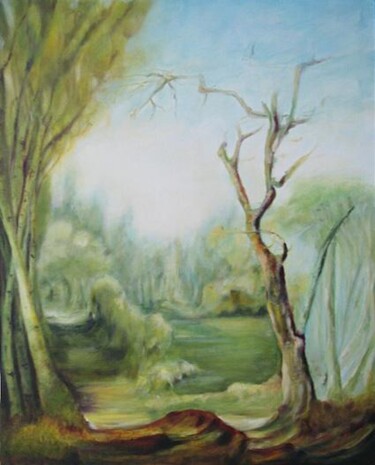 Painting titled "Paysage classique 2" by Jeanie Castelli, Original Artwork