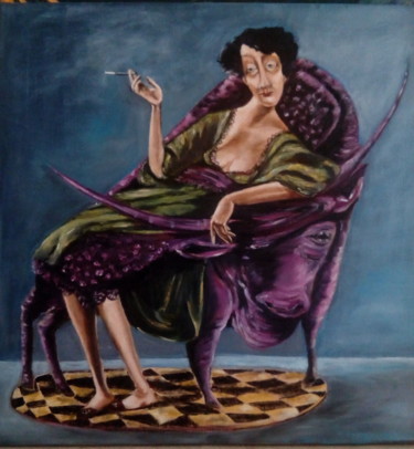 Painting titled "toreau dompté" by Jeanine Adell, Original Artwork, Oil