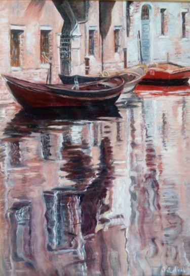 Painting titled "c'est Venise" by Jeanine Adell, Original Artwork, Oil