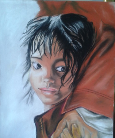 Drawing titled "Petite fille" by Jeanine Adell, Original Artwork, Pastel