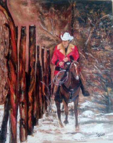 Painting titled "cavalier" by Jeanine Adell, Original Artwork, Oil