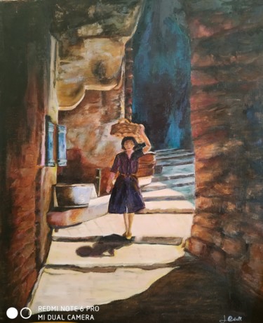 Pintura titulada "femme corse" por Jeanine Adell, Obra de arte original, Oleo