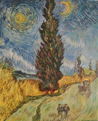 Peinture intitulée "Van Gogh peint par…" par Jeanine Adell, Œuvre d'art originale, Huile