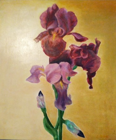 Painting titled "Fleur de printemps" by Jeanine Adell, Original Artwork, Oil
