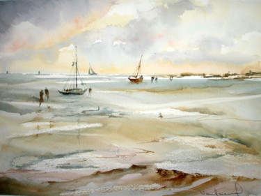 Painting titled "2010-08-21-wadden-p…" by Jeanine Van Hoecke, Original Artwork, Watercolor