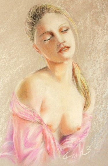 Peinture intitulée "jeune fille nue" par Jean-Joseph Chevalier, Œuvre d'art originale, Huile