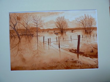 Malerei mit dem Titel "inondation" von Jean Louis Moreau, Original-Kunstwerk, Tinte