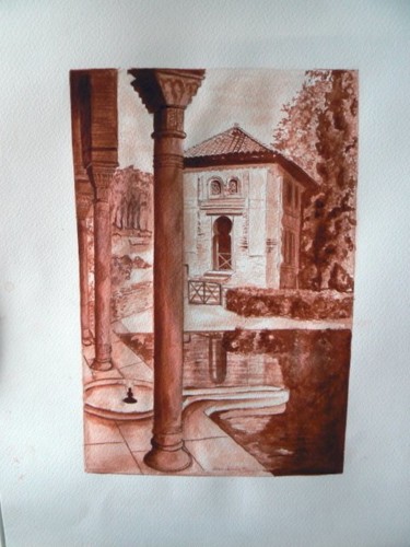 Peinture intitulée "alhambra" par Jean Louis Moreau, Œuvre d'art originale, Encre