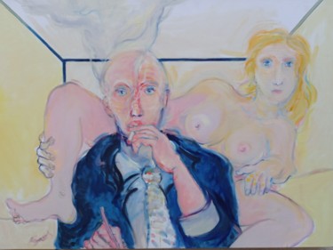 Pittura intitolato "La dernière cigaret…" da Jean-Louis Smoos, Opera d'arte originale, Olio