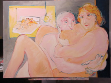 Картина под названием "Dans la chambre" - Jean-Louis Smoos, Подлинное произведение искусства, Масло