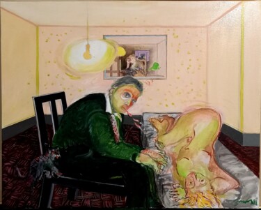 Картина под названием "La chaise noire." - Jean-Louis Smoos, Подлинное произведение искусства, Масло