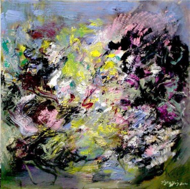 Painting titled "petites fleurs du p…" by Jean Luc Grappin, Original Artwork, Oil