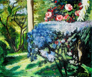Peinture intitulée "bosquet-bleu.jpg" par Jean Luc Grappin, Œuvre d'art originale