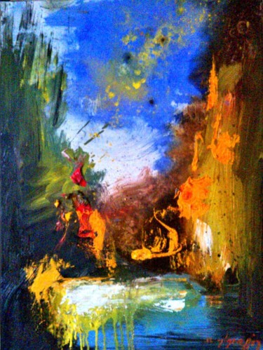Peinture intitulée "La chutte d'eau" par Jean Luc Grappin, Œuvre d'art originale