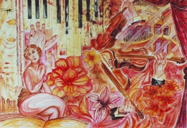 Peinture intitulée "Musique" par Jean Marcel Reneleau, Œuvre d'art originale