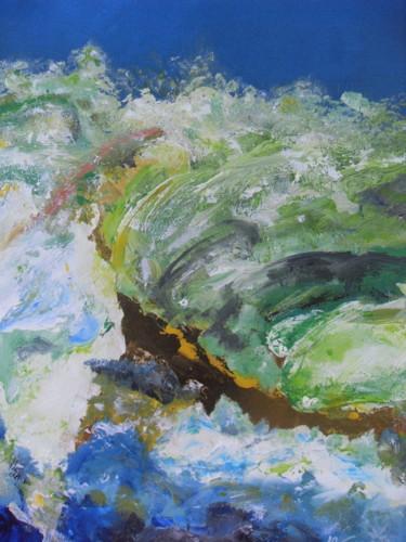 Painting titled "LA VAGUE D'OR" by Jean-Marc Gayraud, Original Artwork, Acrylic Mounted on Wood Stretcher frame