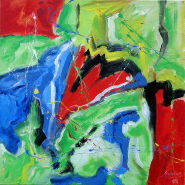 Painting titled "EXPRESSION LIBRE 20…" by Jean-Marc Gayraud, Original Artwork, Acrylic Mounted on Wood Stretcher frame