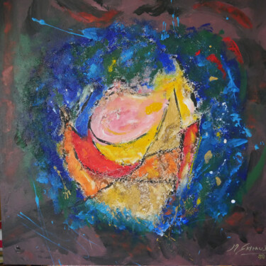 Painting titled "LE COEUR DE L'ENERG…" by Jean-Marc Gayraud, Original Artwork, Acrylic Mounted on Wood Stretcher frame