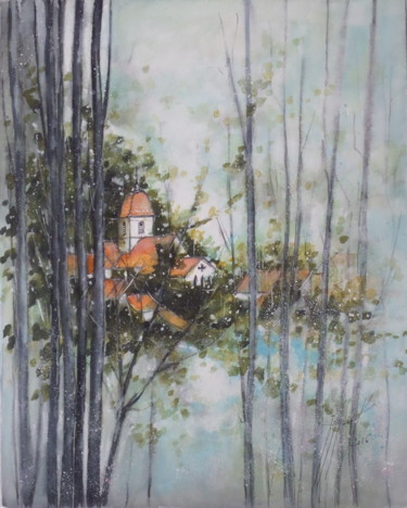 Peinture intitulée "Village Francomtois" par Jean-Marc Moisy, Œuvre d'art originale, Aquarelle