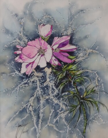 Malerei mit dem Titel "Fleurs de Mauve" von Jean-Marc Moisy, Original-Kunstwerk, Aquarell