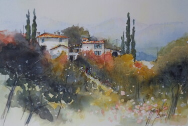 Malerei mit dem Titel "Provence" von Jean-Marc Moisy, Original-Kunstwerk, Aquarell
