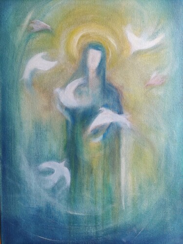 Painting titled "Grace" by Jean Marc Zunino, Original Artwork, Oil Mounted on Wood Stretcher frame