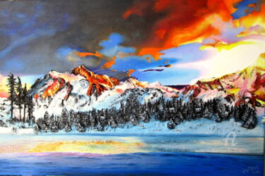 Peinture intitulée "Montagne et mer de…" par Jean Marie Vincent, Œuvre d'art originale, Acrylique