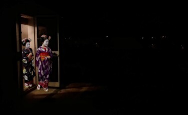 Arts numériques intitulée "Deux geishas sur le…" par Jean-Marie Gitard (Mr STRANGE), Œuvre d'art originale, Photo montage Mo…