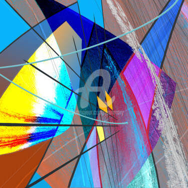 Arts numériques intitulée ""abstract-line-d'un…" par Jean-Marie Renault, Œuvre d'art originale, Peinture numérique