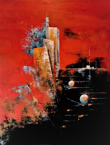 Peinture intitulée "Au dessus des Mondes" par Jean Maurice Silvain, Œuvre d'art originale, Huile