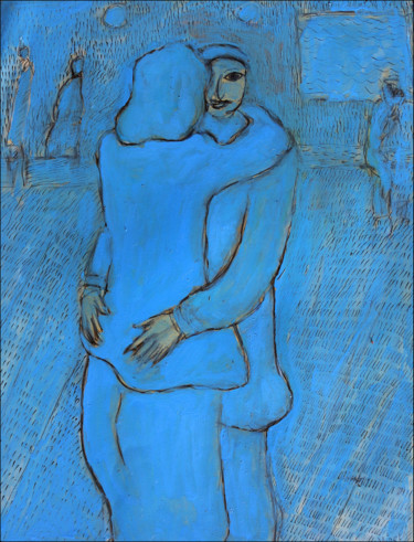 Malerei mit dem Titel "Seuls au monde" von Jean Mirre, Original-Kunstwerk, Öl