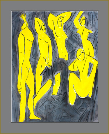 Pintura intitulada "MES DEMOISELLES D'A…" por Jean Mirre, Obras de arte originais, Óleo