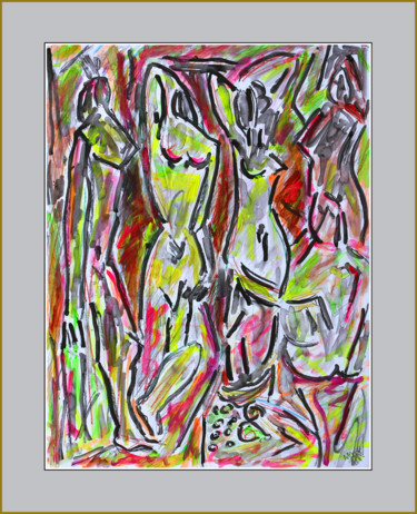 Pintura intitulada "MES DEMOISELLES 2 ,…" por Jean Mirre, Obras de arte originais, Acrílico