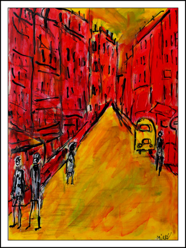 Peinture intitulée "RUE LEPIC" par Jean Mirre, Œuvre d'art originale, Huile