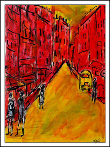 Painting titled "RUE LEPIC" by Jean Mirre, Original Artwork, Oil