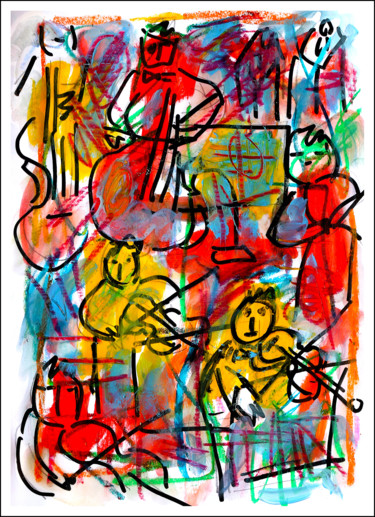 Peinture intitulée "JAZZ BAND" par Jean Mirre, Œuvre d'art originale, Huile