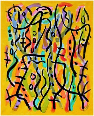 Картина под названием "YELLOW TRACKS  SOLD" - Jean Mirre, Подлинное произведение искусства, Масло