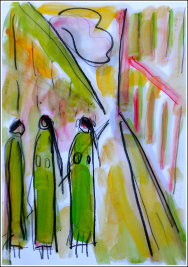 Schilderij getiteld "TRIO" door Jean Mirre, Origineel Kunstwerk, Olie