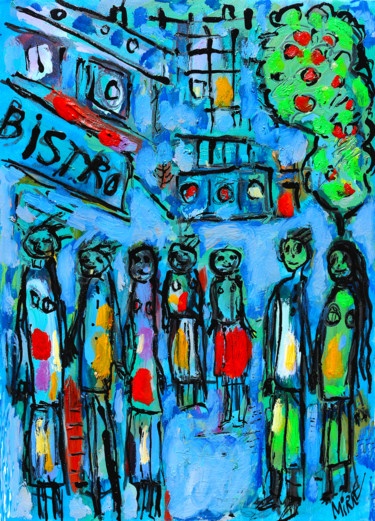 Pintura titulada "BISTRO" por Jean Mirre, Obra de arte original, Oleo