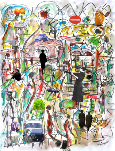 Картина под названием "SQUARE LOUISE MICHE…" - Jean Mirre, Подлинное произведение искусства, Масло