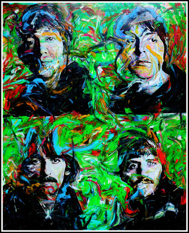 Painting titled "THE BEATLES" by Jean Mirre, Original Artwork, Oil